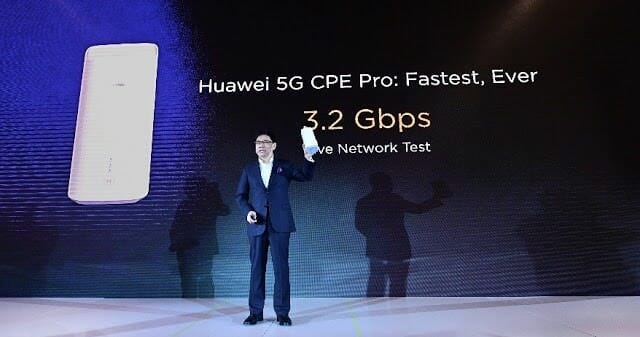 TheHuawei5GCPEProachievesahighspeedof3.2Gbpsinlivenetworktests