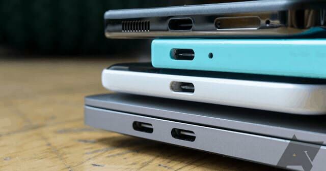 USB Type C USB C port pile stack
