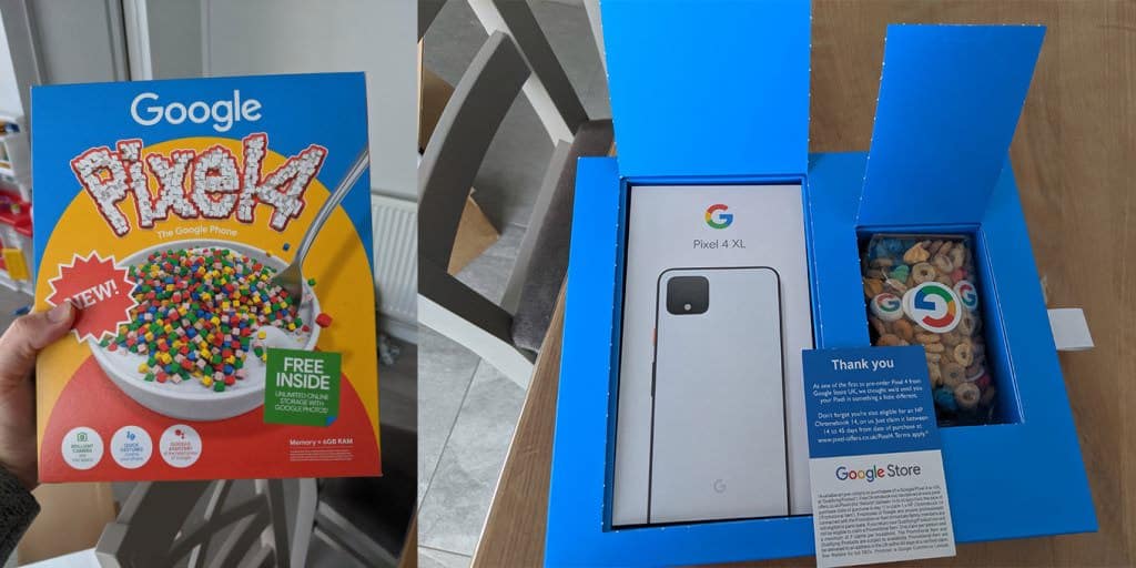 Pixel 4 cereal box