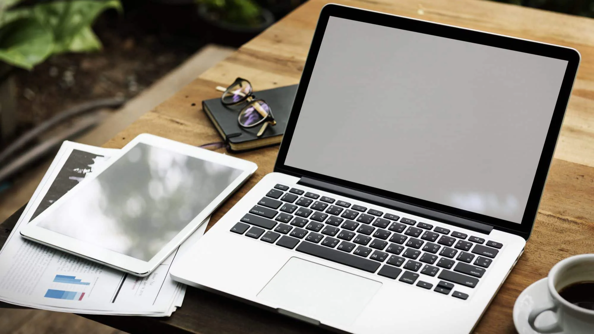 Cropped laptop gadget device notebook blank space concept PKEQEKX.jpg